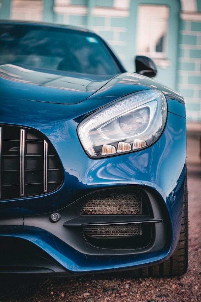Image of a Blue Car Front Grille