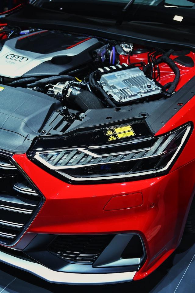 Image of a Red Audi Engine Bay