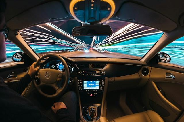 Image of a Car Windscreen with a Futuristic Image