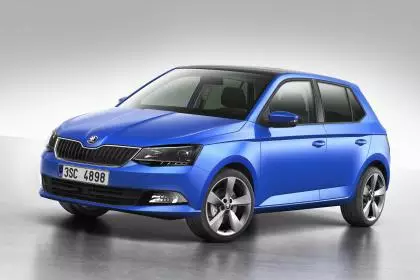 blue skoda fabia front