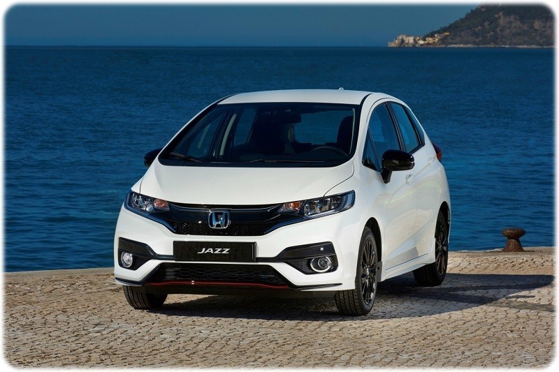 New 2018 Honda Jazz front at the coast in front of the sea