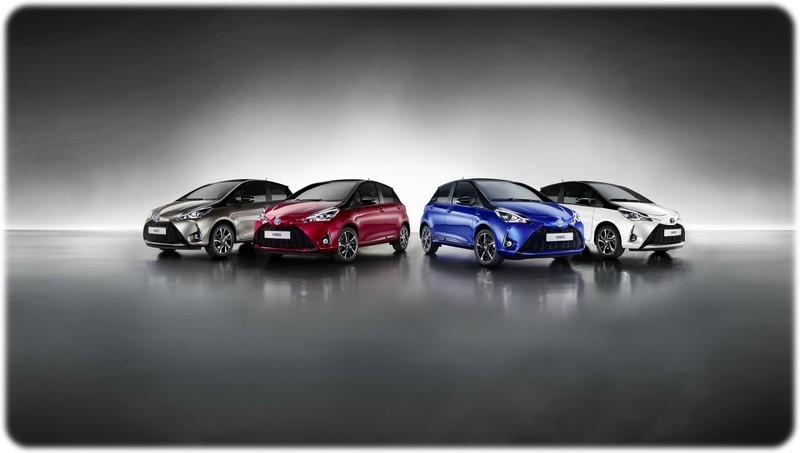 The 2017 Toyota Yaris Range lined up for a photo shoot