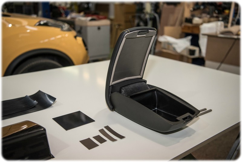 The signal shield armrest concept shown on display out of the car