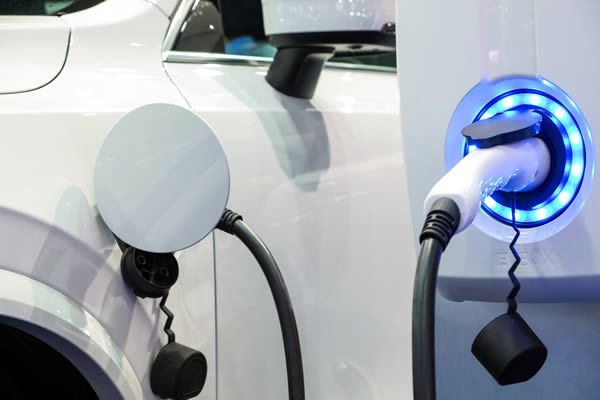 ev car plug and socket closeup
