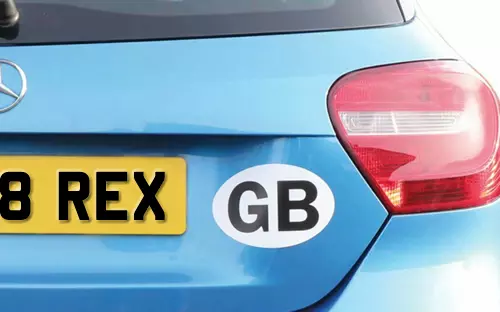 Closeup of car with GB Sticker