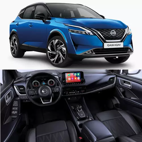 interior and exterior images of 2021 Nissan Qashqai Tekna Plus model