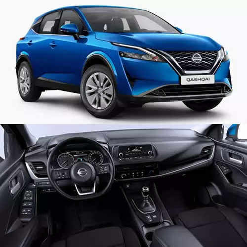 interior and exterior images of 2021 Nissan Qashqai Visia model