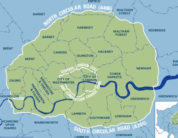 map of the expanded 2021 London ULEZ zone