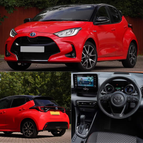 interior and exterior images of 2021 Toyota Yaris