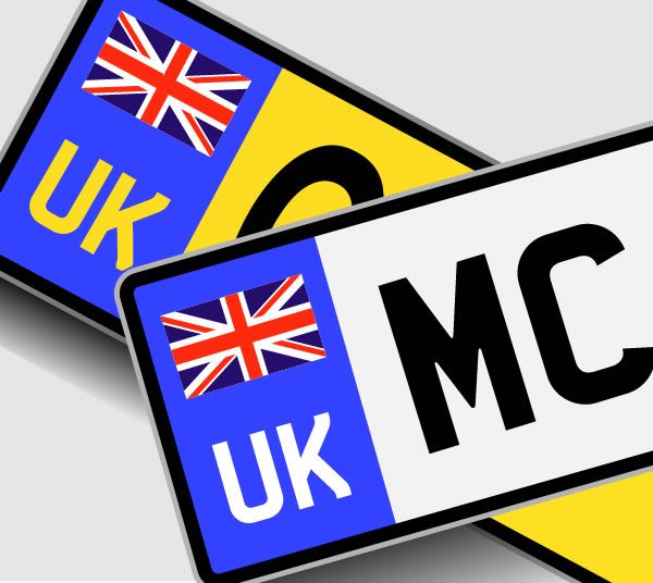 Close up of car number plates with UK identifier