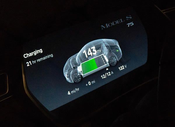 EV car display showing remaining mileage