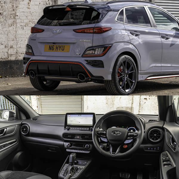 2022 Hyundai KONA N exterior photo and and interior image of dashboard