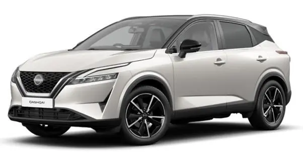Image of a New Nissan Qashqai in Storm white and Black Pearl Roof