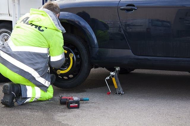 Image of a Flat Tyre being repaired