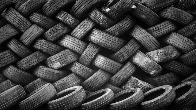 Image of a Pile of old Car Tyres ready for recyling