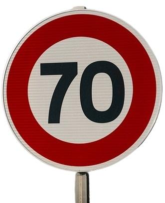 70 Miles Per Hour Road Warning Sign