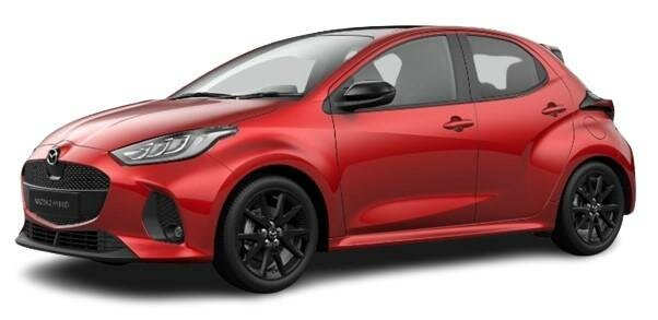 New Mazda 2 Hybrid 2024 in Formal Red - Front Side View