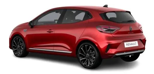 New Renault Clio 2024 in Flame Red - Rear Side View