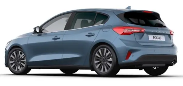 Image of a Ford Focus 2024 Model in Chrome Blue - Rear View