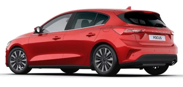 Image of a Ford Focus 2024 Model in Fantastic Red - Rear View