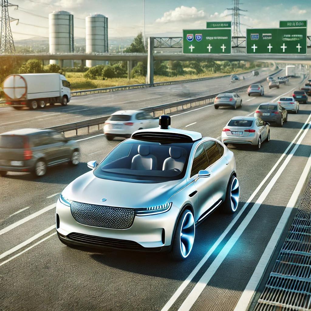 Image of a Self Driving Car on a Motorway