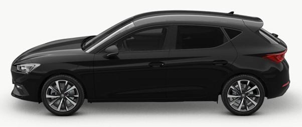 New SEAT Leon FR Sport 2024 Model in Midnight Black - Side View