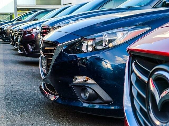 Row of Mazda Cars on a Forecourt