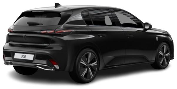New Peugeot 308 2025 Model Nera Black - Rear View (uk-car-discount.co.uk)